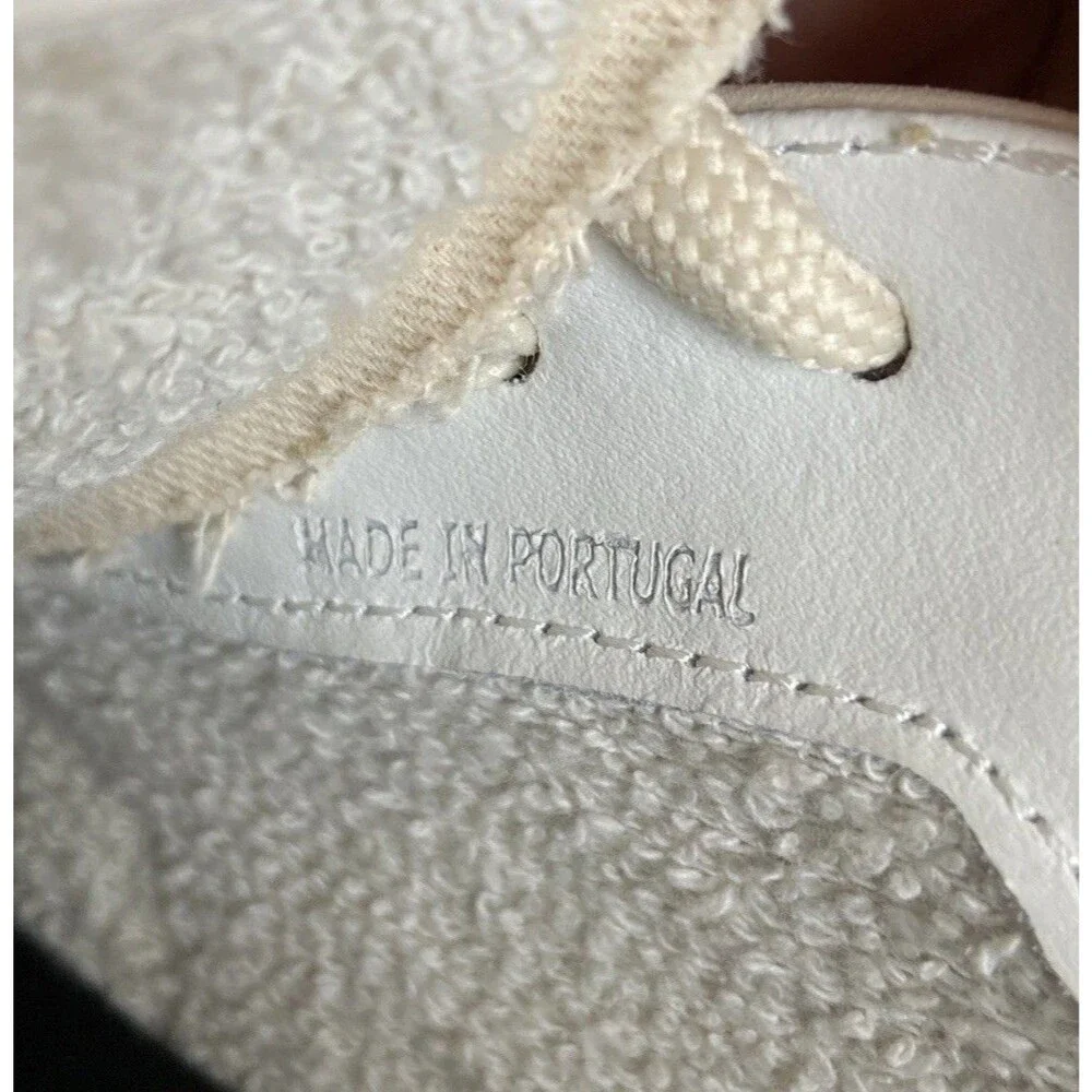 P448 Womens John Low Top Sneakers Leather Canvas US 9 Beige Metallic Shimmer